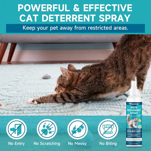Vista 2 de Woyamay Spray disuasorio para gatos, disuasorio de arañazos para muebles, repelente de gatos para mantener alejados a los gatos, aerosol repelente