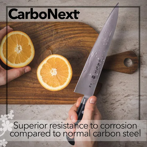 Vista 5 de Kagayaki CarboNext - Cuchillo de chef japonés, KC-7ES profesional, cuchillo de cocina profesional de acero de alto carbono con mango ergonómico