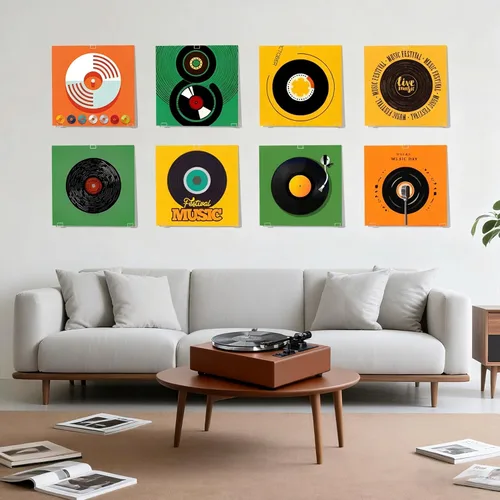 Vista 2 de Kalami - Estante autoadhesivo para discos de vinilo (18 unidades) Estantes acrílicos transparentes para discos sin taladro para portadas