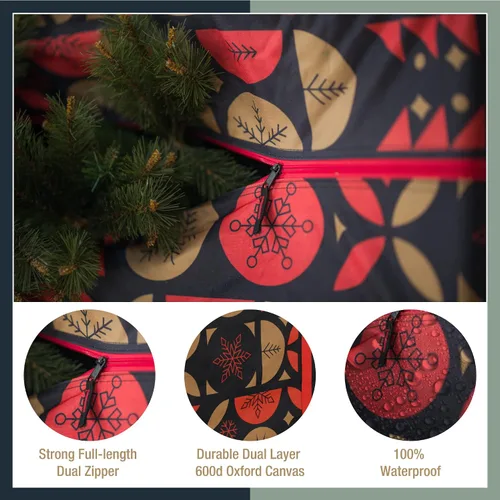 Vista 4 de Tree Nest Oxford Bolsa de almacenamiento para árbol de Navidad, 7.5 pies, con ruedas, impermeable, rectangular, elegante, cierre de cremallera