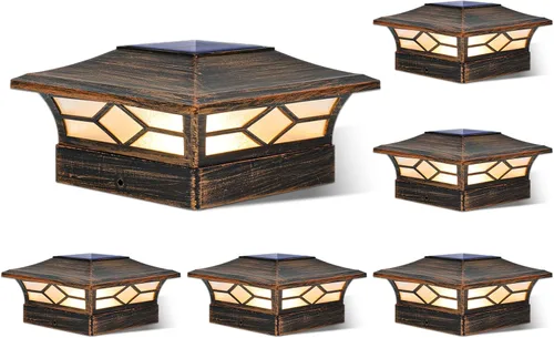 Vista 12 de Luces Solares para Tapas de Postes Exteriores Paquete de 4, Impermeables, Alimentadas por Energía Solar, Luces para Postes de Terraza y Valla