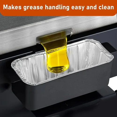 Vista 2 de Accesorios para plancha compatibles con Blackstone Griddle – Forros desechables de papel de aluminio para recogedor de grasa para Blackstone 17, 22