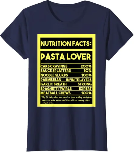 Vista 37 de Pasta Lover Nutrition Facts: The Ultimate Carb Connoisseur's T-Shirt Negro