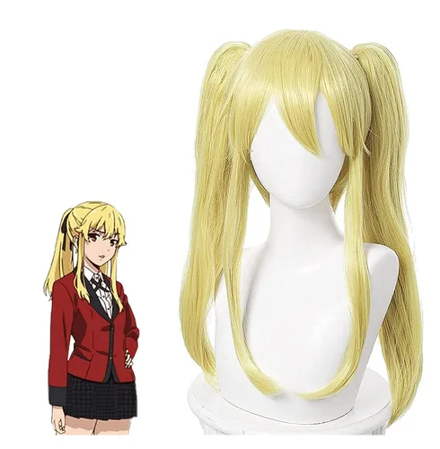 Vista 2 de LCNING Anime Kakegurui Meari Saotom Long Wig, Cosplay Wig Golden Color Role Play
