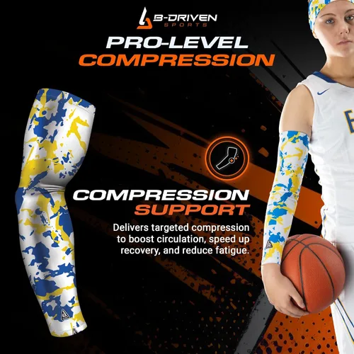 Vista 3 de B-Driven Pro-Fit Sports - Manga de compresión deportiva para hombres, mujeres y jóvenes, diseños de camuflaje, ayuda a la circulación y refrigeración