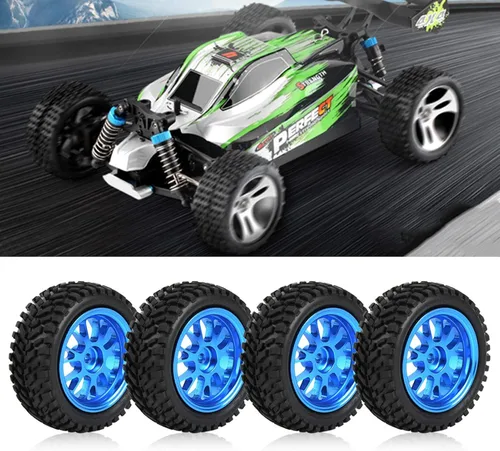 Vista 3 de DAUERHAFT 4 neumáticos RC Crawler, neumáticos RC de 1. 7 pulgadas, neumáticos de goma RC, neumáticos de automóvil 1/18, neumáticos y ruedas RC