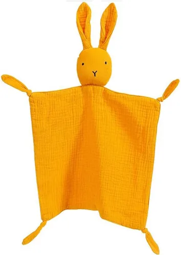 Vista 7 de Manta de muselina de algodón orgánico adorable, manta de seguridad de muselina de algodón orgánico con forma de conejito suave y transpirable