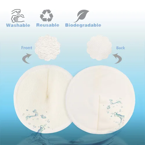 Vista 4 de PHOGARY 12 almohadillas de lactancia de bambú lavables, almohadillas orgánicas reutilizables para el pecho con bolsa de lavandería y bolsa