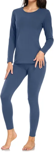 Vista 12 de wirarpa Juego de ropa interior térmica de algodón para mujer, ligera, pantalones largos, capa base, conjunto de pijama para mujer, parte superior e
