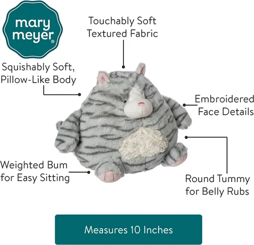 Vista 6 de Mary Meyer Almohada Puffernutter de peluche suave, 10 pulgadas, gatito