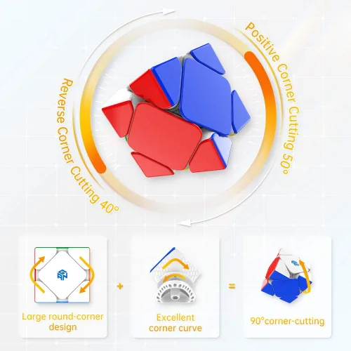 Vista 5 de GAN Skewb 8 imanes, cubo magnético de velocidad Gans Skewb rompecabezas cubo mágico ligero GES Pro 90° corte de esquina para niños adultos