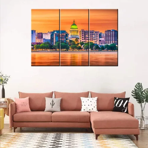 Vista 127 de San Antonio Sundown - Impresión en lienzo, paisaje de ciudad de pared grande, paisaje urbano extra grande de Texas, impresión de pared de horizonte
