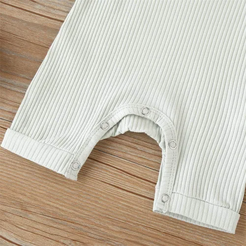 Vista 12 de Mameluco unisex de manga corta para bebé recién nacido, con botones, de una pieza, ropa de color sólido