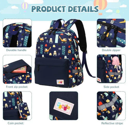Vista 6 de Mygreen Mochila preescolar, mochilas para niños pequeños con correa en el pecho, Modernoajustado