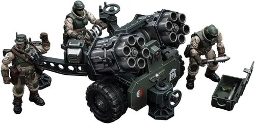 Vista 13 de LEBOO JOYTOY Warhammer 40K Astra Militarum Equipo de artillería con pistola de campo Bombast escala 1:18 coleccionable Joy Toy Figura de acción