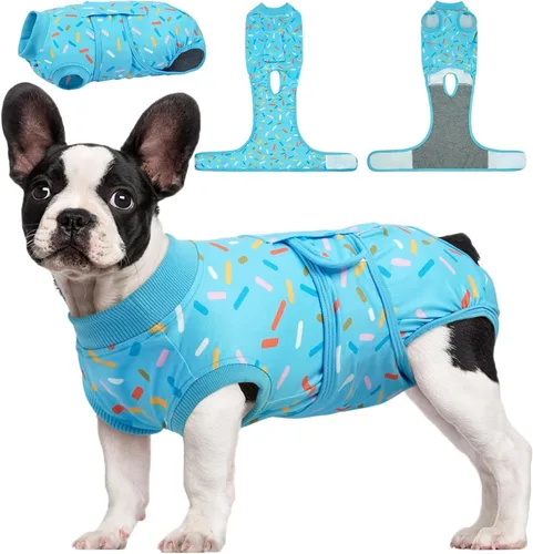 Vista 52 de Kuoser Traje de cirugía para perro, cómodo traje de recuperación para perras, mameluco protector posoperatorio, alternativa suave al cuello E