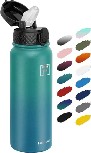 Vista 40 de Fanhaw Botella de agua de acero inoxidable aislada para niños de 20 onzas con tapa con popote, a prueba de fugas y antipolvo, botella de uso diario