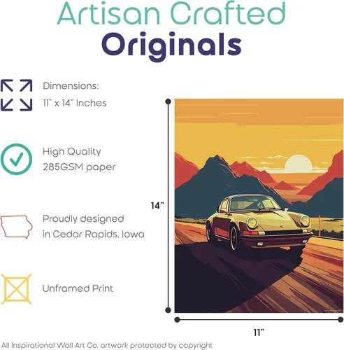 Vista 2 de Inspirational Wall Art Co. - Innovación Porsche 911 2023 - Carteles de coche para habitación de niños - Decoración de pared del automóvil