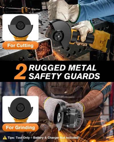 Vista 4 de Amoladora angular inalámbrica de 4-1/2 pulgadas, amoladora inalámbrica sin escobillas para Dewalt 20V Max, con protección de liberación rápida