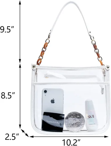 Vista 7 de KKXIU Bolso cruzado transparente de moda para mujeres y adolescentes y niñas aprobado por el estadio bolsa de concierto de piel sintética con correa