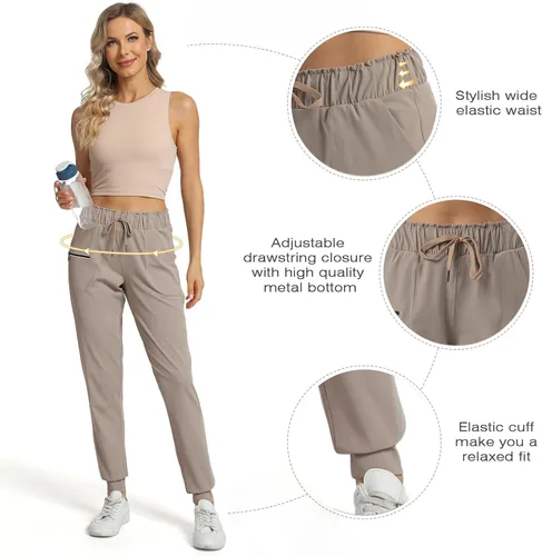 Vista 6 de Haowind - Pantalones deportivos para mujer con bolsillos y cintura elástica, cómodos pantalones de deportivos de descanso para deportes, gimnasio