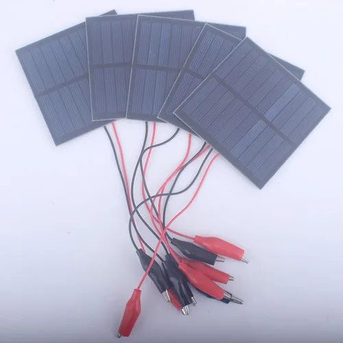Vista 9 de 5 paneles solares pequeños, 1 W, 5 V, 200 mA, mini panel solar fotovoltaico de células solares con clip de alambre de 3.524 in x 3.524 in