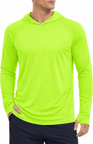 Vista 19 de KEFITEVD Sudadera con capucha de manga larga para hombre con protección solar UPF 50+ SPF de secado rápido Azur