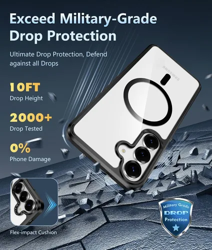 Vista 4 de FNTCASE - Funda transparente para Samsung Galaxy S25-FE compatible con Magsafe claro negro