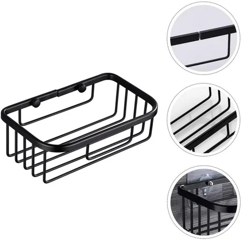 Vista 3 de Ventosa ducha baño pared estante de acero inoxidable cesta rectangular para champú grande ducha gel Tiolet soporte de papel negro