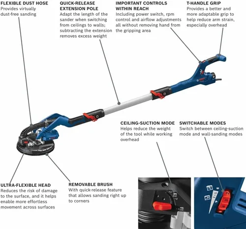 Vista 2 de Bosch GTR55-85 Kit de lijadora para paneles de yeso de 9 pulgadas