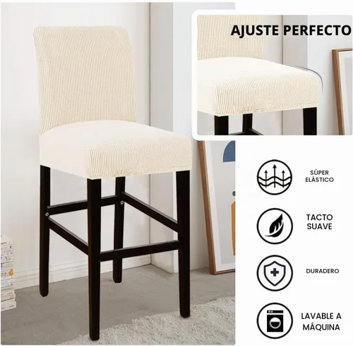 Vista 3 de Flamingo P Fundas de taburete para sillas de comedor, fundas de asiento de tela jacquard elástica con parte inferior elástica extraíble, juego de 2