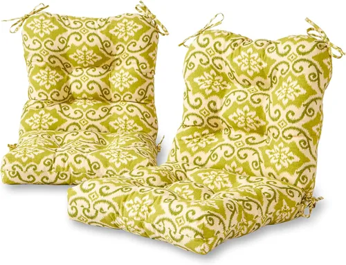 Vista 19 de Cojines para silla de exterior con bisagras, diseño de una sola pieza, cojín reversible para asiento y respaldo de patio con lazos, tela de Aloha