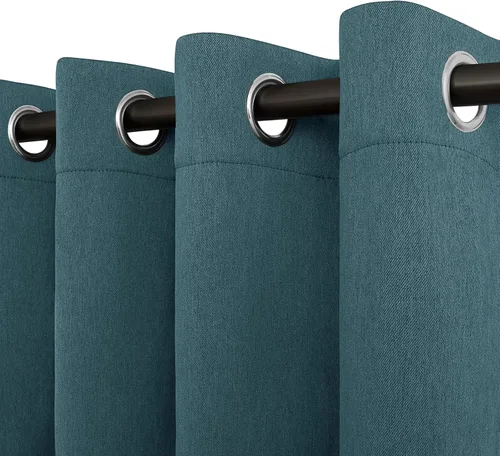 Vista 18 de Easy-Going - Cortinas opacas con aspecto de lino para oscurecer la habitación, con ojales para ventana, cortinas para dormitorio, sala de estar