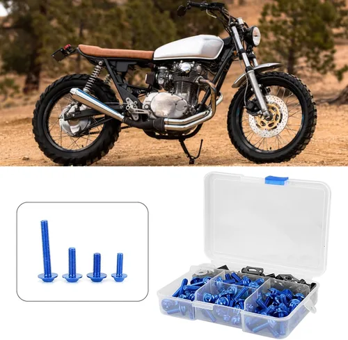 Vista 2 de Tornillos, kit universal de carenado de 177 piezas de tornillos de motocicleta M5 M6 apto para motos deportivas (azul)