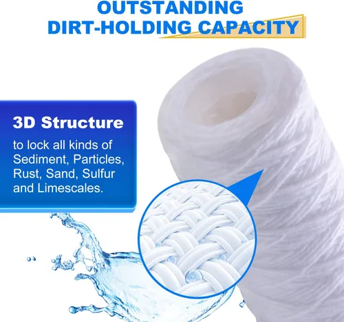 Vista 2 de GOLDEN ICEPURE PPW10, filtro de agua de sedimentos para toda la casa de 10 x 2.5 pulgadas, filtro de cadena de 5 micrones, compatible con Dupont