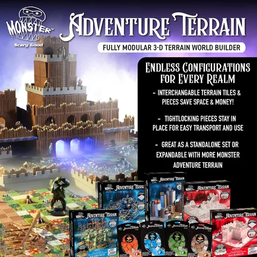 Vista 8 de Monster Adventure Terrain - Juego de mejora de constructor (212 piezas) - Sistema de mazmorra intercambiable 3D con 24 azulejos nuevos - Construye