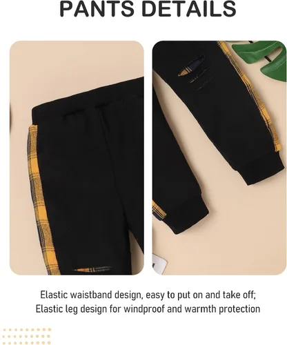 Vista 5 de FoWear Conjunto de ropa para bebé niño de 3 piezas, sudadera con capucha y pantalones blancos para otoño e invierno
