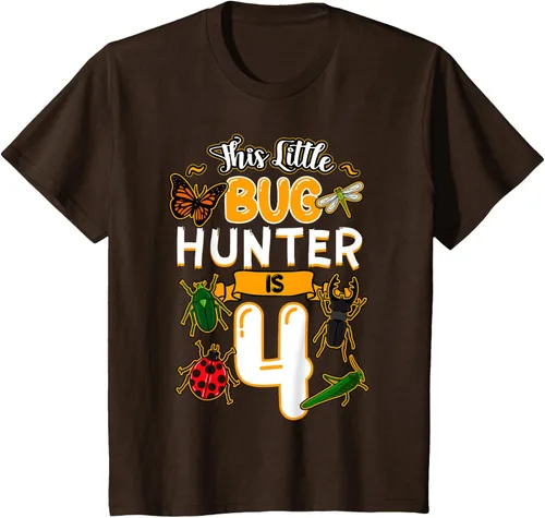 Vista 42 de Camiseta de fiesta de cumpleaños de insectos de este cazador de insectos de 4 años, Negro, S