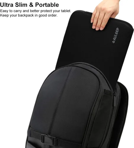Vista 6 de AULEEP Fundas para laptop de 15 a 15.6 pulgadas, de neopreno, resistente al agua, funda delgada, bolsa de transporte duradera para computadora