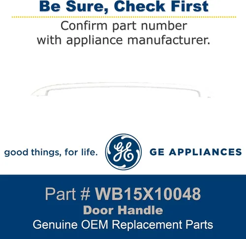 Vista 3 de GE WB15X10048 - Manija de puerta original OEM (blanco) para GE Range/Estufa/Hornos