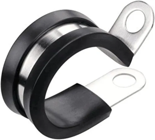 Vista 6 de LOKMAN Paquete de 12 abrazaderas de 1 pulgada de acero inoxidable para cables, abrazadera metálica aislada con acolchado de goma, soporte de tubo