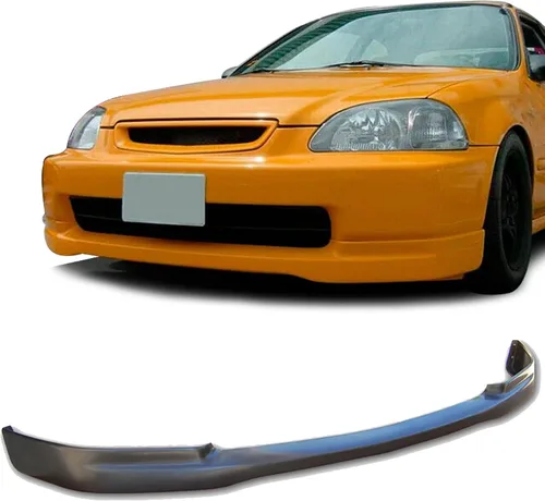 Vista 5 de Compatible con/Reemplazo para Labio de Parachoques Delantero, Spoiler de Labio Delantero PU Estilo MU Negro, Se Ajusta a Honda Civic Coupe Hatchback