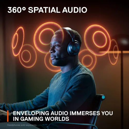 Vista 6 de SteelSeries GameDAC Gen 2 Hi-Res Audio Amplifier - ESS Sabre Quad-DAC - AI Noise Cancellation - 360° Spatial Audio - Hi-Res Certified - PC, PS5, PS4