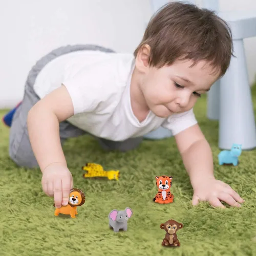 Vista 6 de ArtCreativity Juguetes de vinilo de animales del zoológico (paquete de 12) – Juguetes exprimibles surtidos figuras de animales de safari – Recuerdos