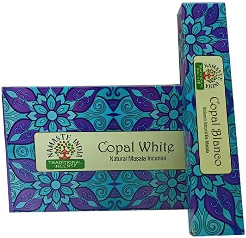 Vista 2 de Namaste India Copal White Agarbatti - Varillas de incienso (12 cajas de 15 GM cada una de 6.35 oz)
