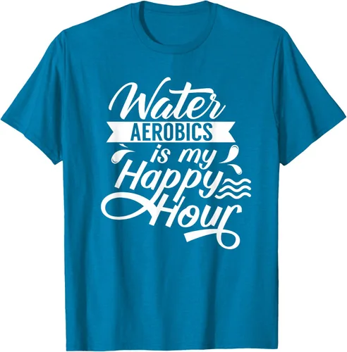 Vista 8 de Water Aerobics Is My Happy Hour Hobby Instructor Aqua Camiseta Negro