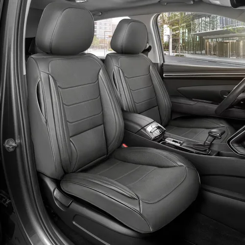 Vista 32 de MotorBox Meridian Series - Fundas de asiento de piel napa, fundas clásicas de asiento delantero, de piel sintética de alta calidad, color beige