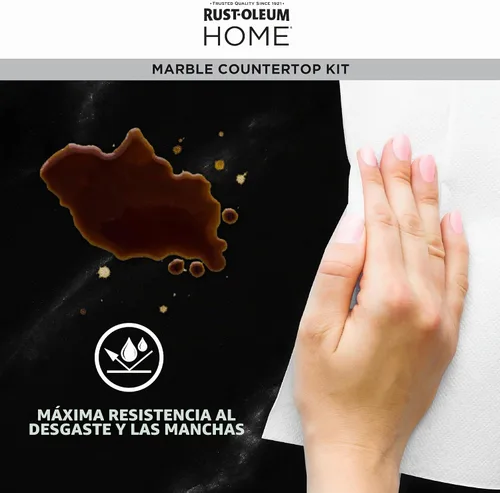 Vista 4 de Rust-Oleum 369548 - Kit de revestimiento para encimera de mármol para el hogar, 72 onzas líquidas, negro