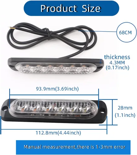 Vista 2 de YONGMING 6 luces LED estroboscópicas intermitentes de emergencia para camiones, vehículos, coches, mini parrilla, luces estroboscópicas de 12 V