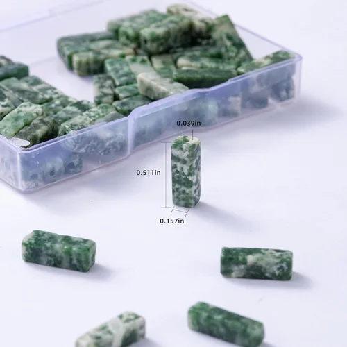 Vista 3 de Cuentas de tubo rectangular de jade africano natural, 0.157 x 0.512 in, 15.0 in/str sueltas semi piedras preciosas para hacer pulseras, collares